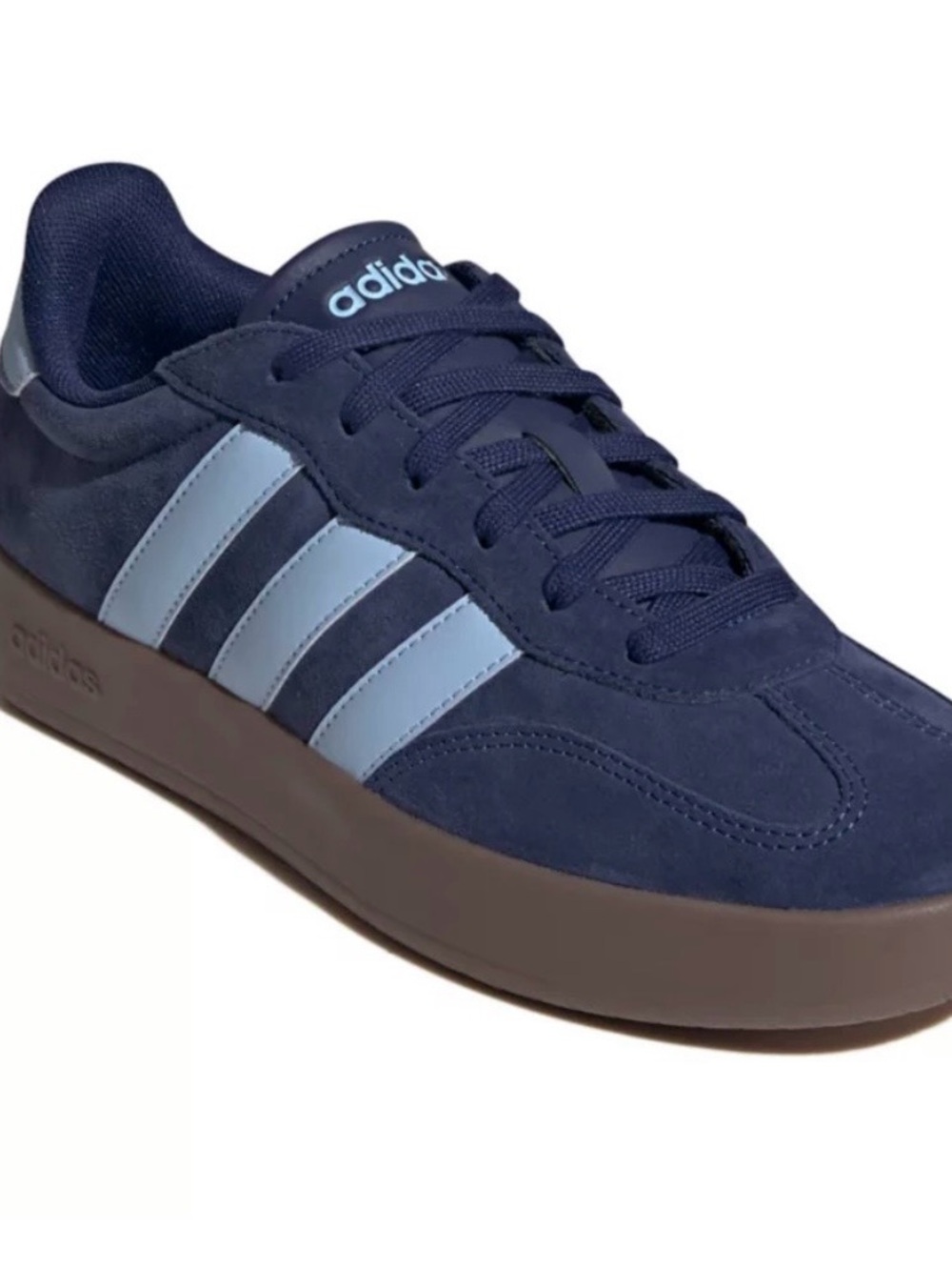 adidas Men’s Navy Suede Sneakers with Light Blue Stripes